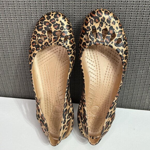 Crocs Kadee Women's Size 8 Leopard Print Slingback Slip-On Ballet Flats - Picture 4 of 7
